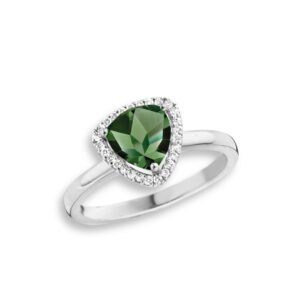 Bague Etna, tourmaline verte et diamants sur or blanc 750/1000 One More joaillerie