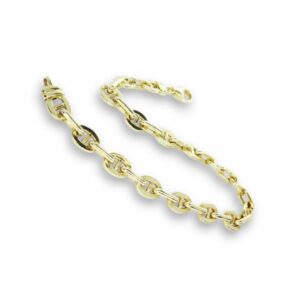 bracelet maille marine 6 mm. or jaune 18 carats