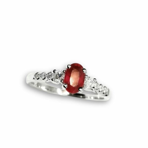 bague esprit solitaire en rubis et diamants - or blanc 18 carats