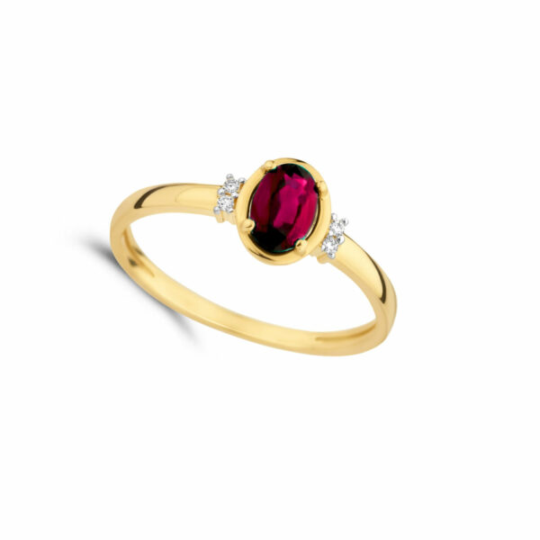 Bague émeraude ovale et diamants épaulée sur or jaune 18 carats – Image 2