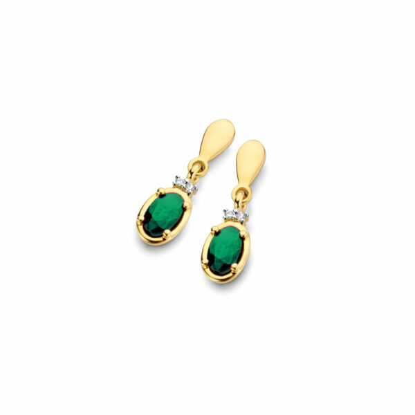 Bague émeraude ovale et diamants épaulée sur or jaune 18 carats – Image 4