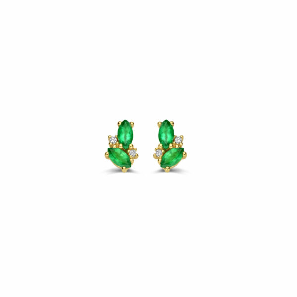 boucles d'oreilles romantiques navettes rubis et diamants or jaune 18 carats – Image 2
