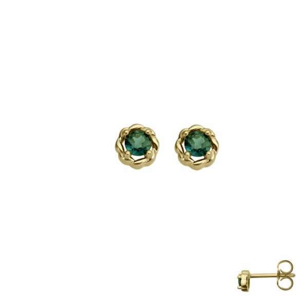 BIJOUX BOUCLES D'OREILLES RUBIS RONDS FACETTES OR JAUNE ET BLANC 18 CARATS – Image 3