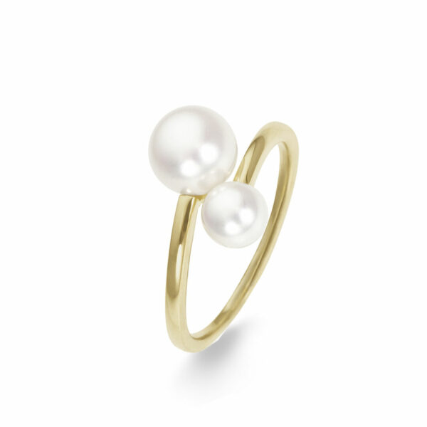 bague toi et moi perles de culture eau douce sur or jaune 18 carats. Cherbourg