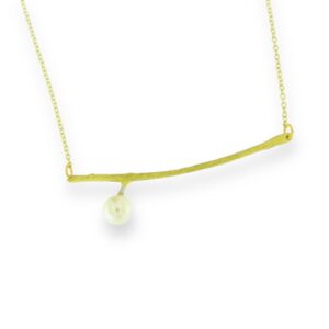 COLLIER LITTLE WOOD EN BRONZE  PERLE BLANCHE D'IMITATION