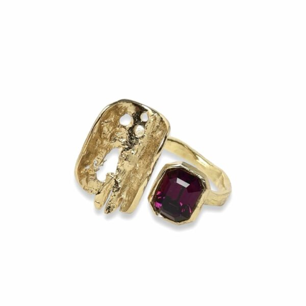 BAGUE AURORA EN BRONZE ET PIERRE CRYSTAL BRUN/NOIR – Image 3