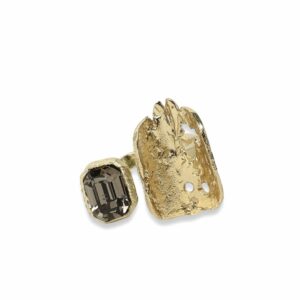 BAGUE AURORA EN BRONZE ET PIERRE CRYSTAL BRUN/NOIR