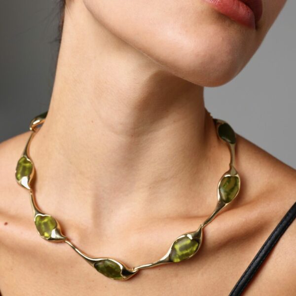 COLLIER COCOON BRONZE RESINES VERTES – Image 2