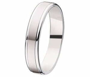 Bague alliance de mariage en Platine 950 brossée et polie fantaisie. Cherbourg