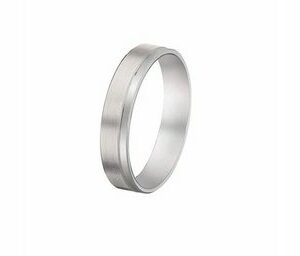 Bague alliance de mariage en platine 950 brossée 1 filet poli excentré. Cherbourg
