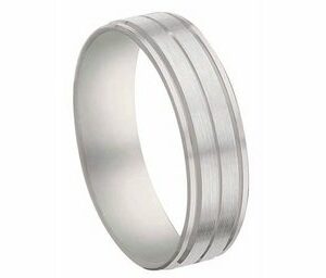 Alliance mariage platine 950 homme 4 filets brossée et polie. Cherbourg