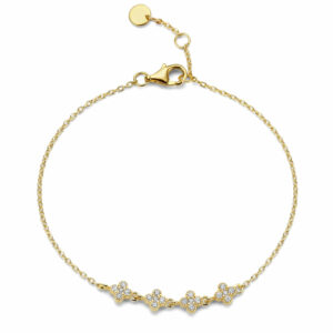 Bracelet motifs trèfles en argent plaqué or jaune 18 carats et oxydes zirconium Cherbourg