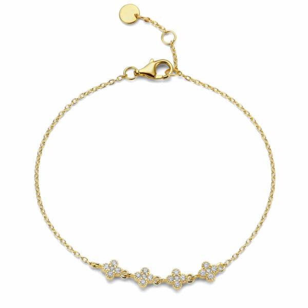 Bracelet motifs trèfles en argent plaqué or jaune 18 carats et oxydes zirconium Cherbourg