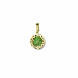 Pendentif émeraude ronde serti griffes entourage or jaune 18 carats 750/000 Cherbourg