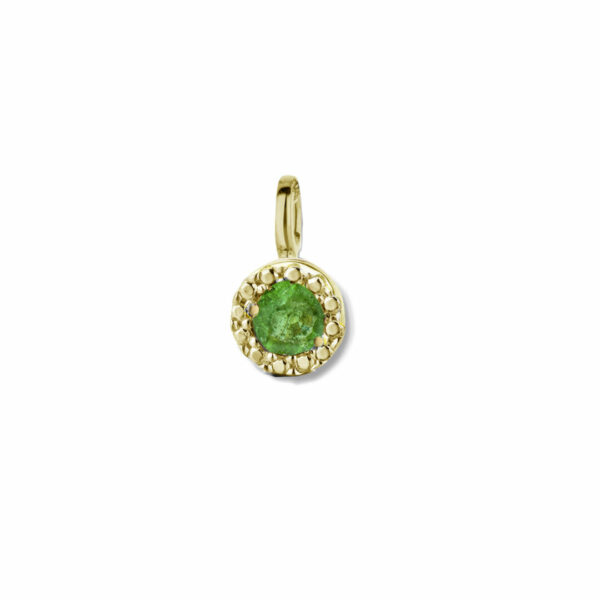 Pendentif émeraude ronde serti griffes entourage or jaune 18 carats 750/000 Cherbourg