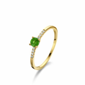 Bague émeraude solitaire accompagné diamants or jaune 18 carats 750/000 Cherbourg