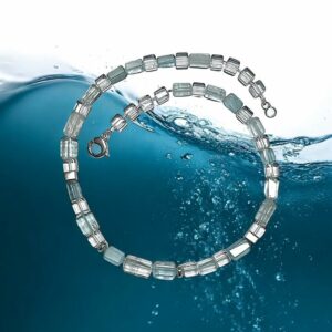 Collier Ré aigue-marine et quartz cristal de roche argent 925. Cherbourg