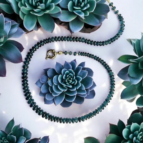 Collier en Kyanite bleue/verte, pierre fine naturelle AA. Pièce unique Cherbourg