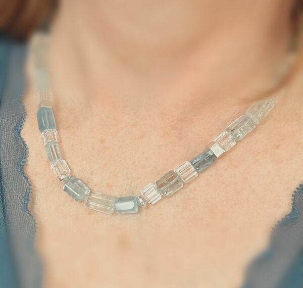 Collier Ré aigue-marine et quartz cristal de roche argent 925. Cherbourg – Image 2
