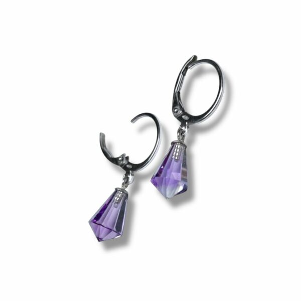 Boucles minis créoles pampilles améthystes facettées argent 925. Cherbourg – Image 2