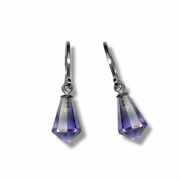 Boucles d'oreilles mini créoles pampilles lapis lazuli facetté plaqué or 18 carats. Cherbourg – Image 4