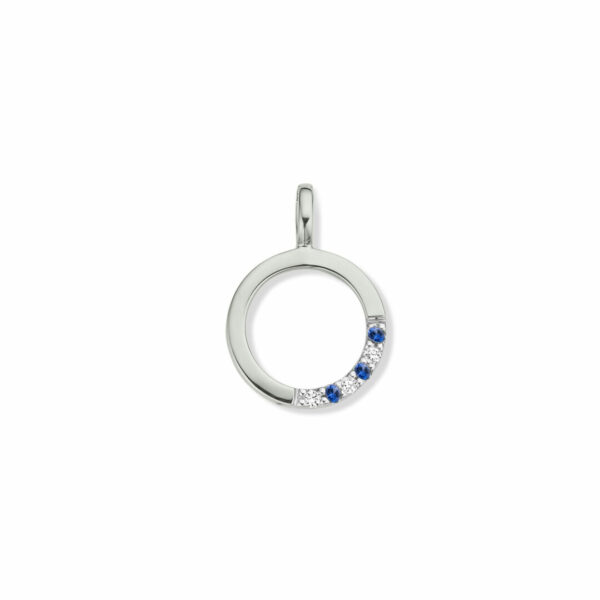 Pendentif Circle saphirs et diamants or blanc 18 carats 750/000ème. Cherbourg