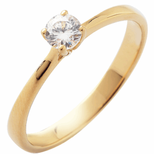 Bague fiançailles solitaire 0.15 carat diamant naturel or jaune 18 cts 750/000. Cherbourg