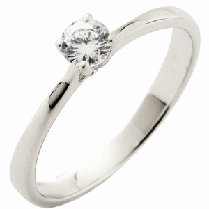 Bague solitaire diamant naturel 0.20 carat or blanc 18 carats 750/000. Cherbourg