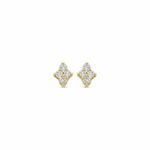 Boucles boutons d'oreilles Arlequine diamants sur or jaune 18 carats Cherbourg