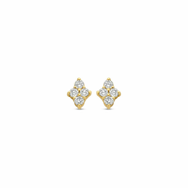 Boucles boutons d'oreilles Arlequine diamants sur or jaune 18 carats Cherbourg