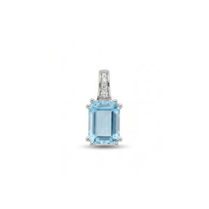 Pendentif vintage Art déco topaze bleue et diamants or blanc 18 carats CHERBOURG
