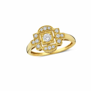 Bague BROADWAY Art déco or jaune et diamants sur or jaune 18 cts 750/000 Cherbourg