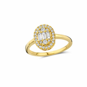 BAGUE TAMARA Art déco diamants baguettes et ronds or jaune 18 carats. Cherbourg