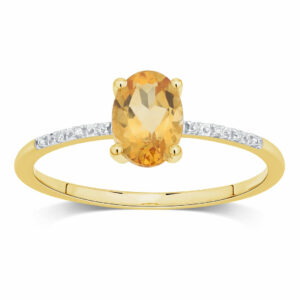 Bague Lilou citrine ovale et diamants sur or jaune 18 carats 750/000 Cherbourg