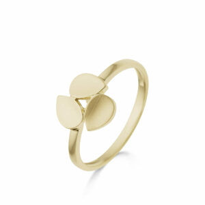 Bague 3 feuilles or jaune poli et satiné 18 carats 750/000 Cherbourg