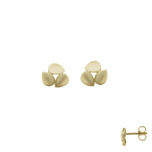 Boucles d'oreilles 3 feuilles satinées or jaune 18 carats 750/000 Cherbourg