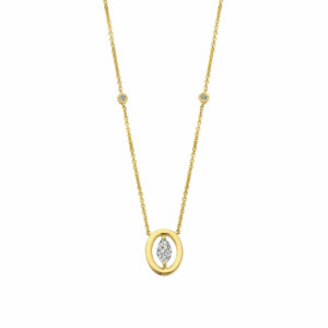 Collier Marquise diamant navette or jaune 18 carats 750/000 Cherbourg