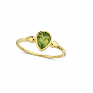 Bague DROP Péridot poire facettée sur or jaune 18 carats 750/000 Cherbourg