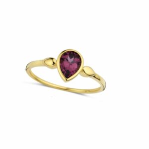 Bague DROP Rhodolite taille poire facettée sur or jaune 18 carats 750/000 Cherbourg