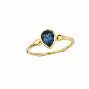 BAGUE DROP TOPAZE BLEUE LONDON  OR JAUNE 18 CARATS 750/000 Cherbourg