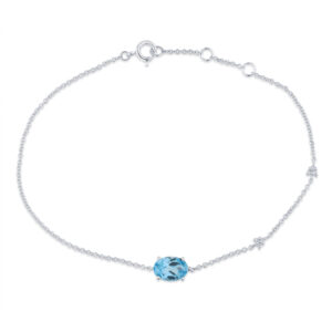 Bracelet Lilou topaze bleue Swiss et diamants sur or blanc 18 carats 750/000 Cherbourg