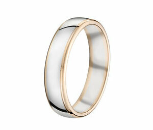 Alliance bague mariage bicolore 2 ors 18 carats rouge et blanc - Cherbourg