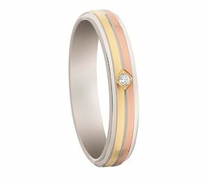 Alliance mariage bague 3 ORS 18 carats et diamants - Cherbourg