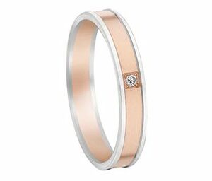 Alliance bague mariage bicolore or blanc et rouge  & diamants 18 carats 750/000ème Cherbourg