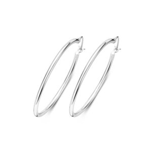 boucles créoles 40 mm fil rond argent 925. Cherbourg
