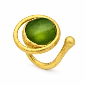 Bague Oceanic bronze résine vert péridot artisanat Cherbourg