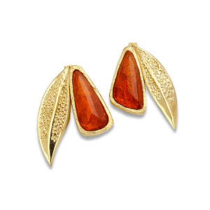 Boucles bijoux d'oreilles Exotic en bronze et résine orange Cherbourg