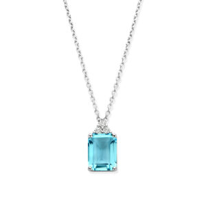 Collier argent 925 oxyde de zirconium pierre imitation topaze bleue. Cherbourg