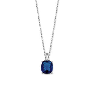 Collier argent 925 oxyde de zirconium bleu profond imitation saphir. Cherbourg
