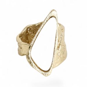 Bague Delta bronze artisanat pierre en résine ivoire facettée Cherbourg